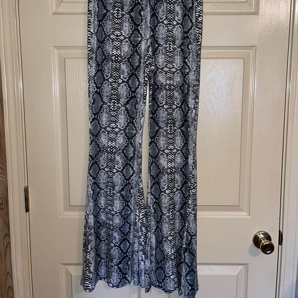 boutique snakeskin flare pants